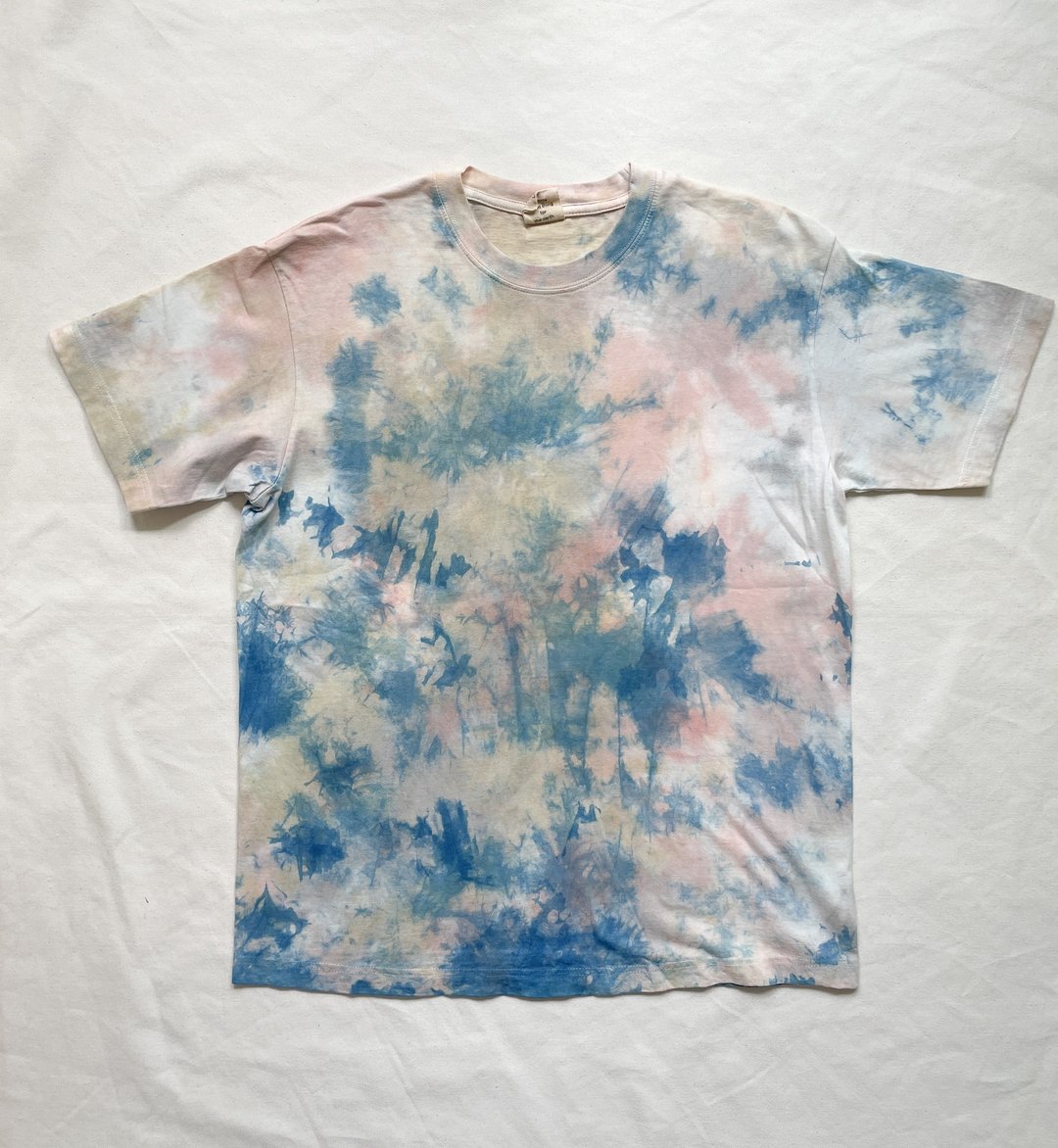 Coloring Organic cotton TEE 蓝染 泥染 染色 Indigo Mud dyed shibori 绞染 - 女装 T 恤 - 棉 粉红色