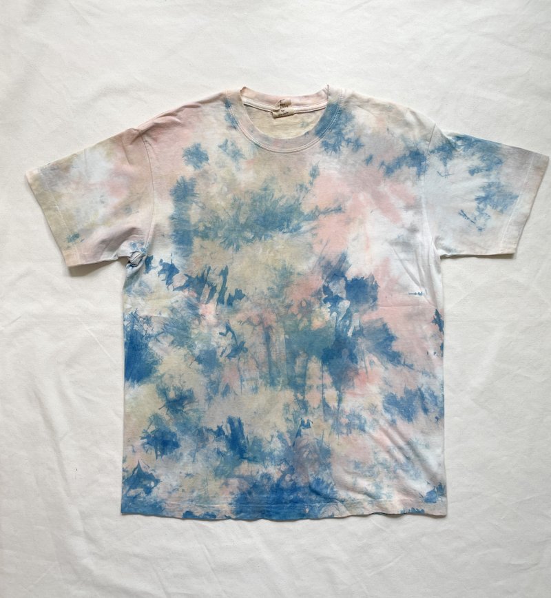 Coloring Organic cotton TEE 蓝染 泥染 染色 Indigo Mud dyed shibori 绞染 - 女装 T 恤 - 棉．麻 粉红色