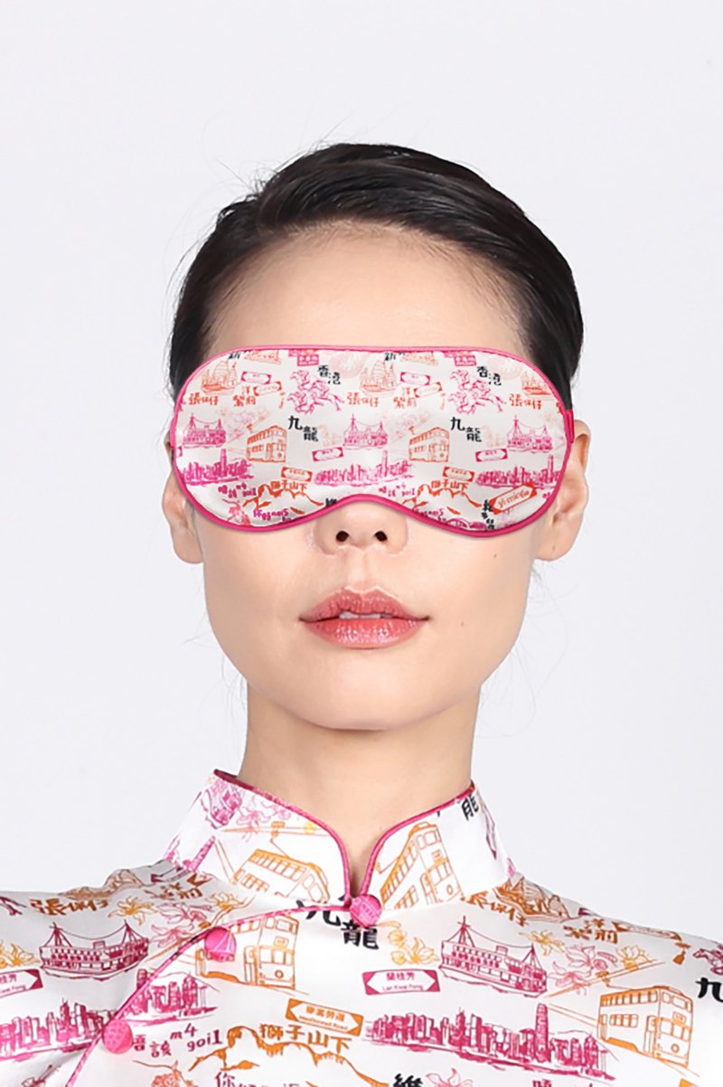 RENEE 香港印花睡眠眼罩 (白色/紫红色) - 寝具 - 聚酯纤维 粉红色