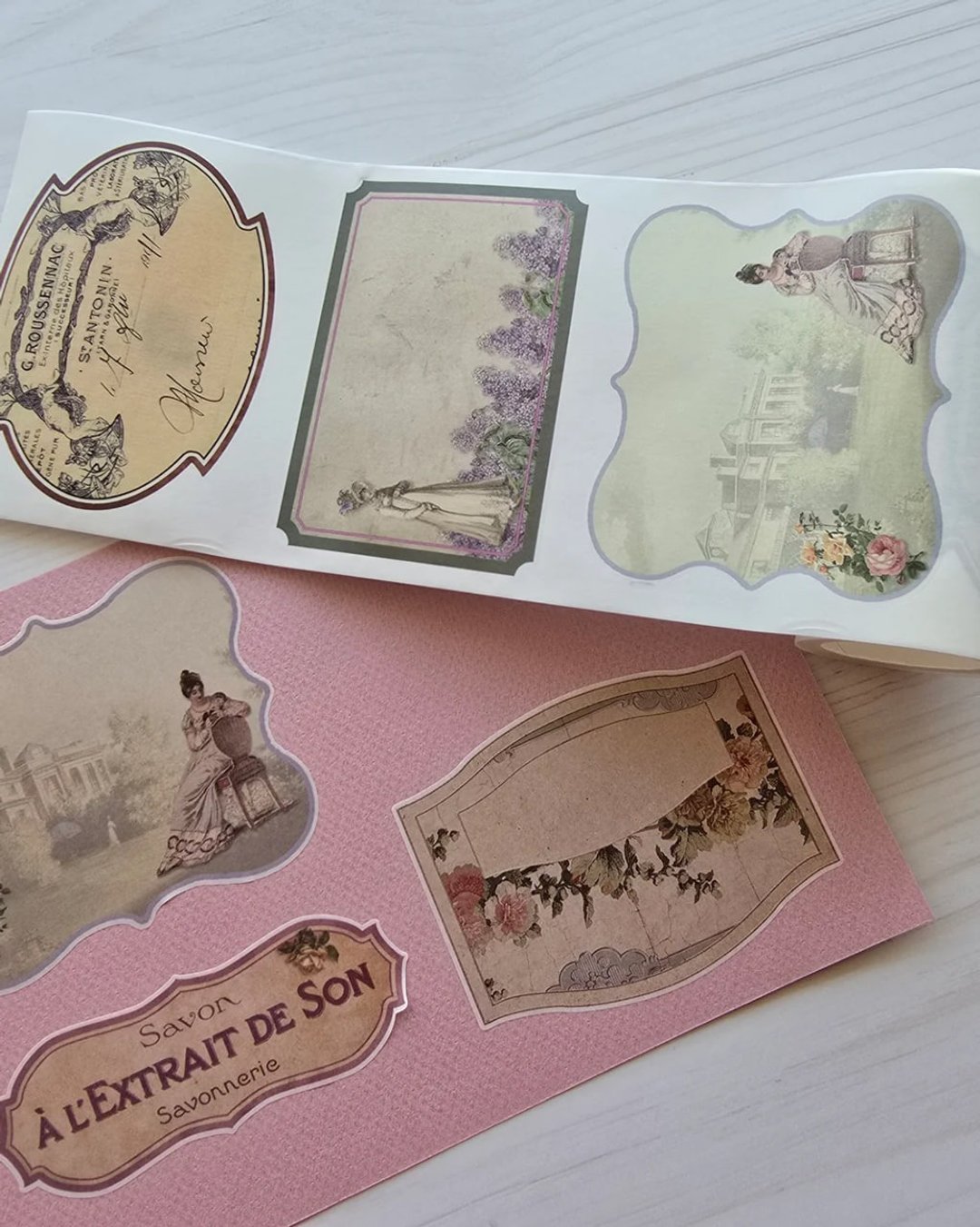 Jane Austen theme washi sticker labels - large size - 纸胶带 - 纸 粉红色
