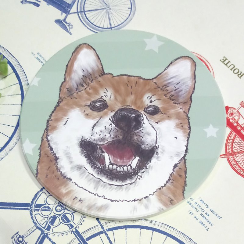 柴犬-吸水杯垫~陶瓷杯垫 - 杯垫 - 陶 