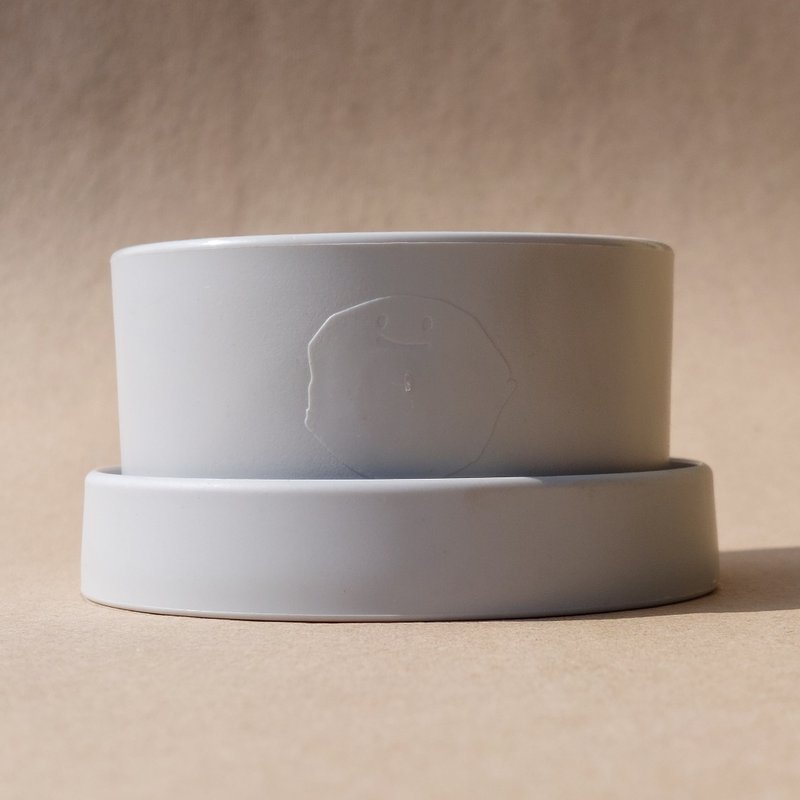 简约盆栽(三寸矮盆)－灰白灰白 - 植栽/盆栽 - 塑料 灰色