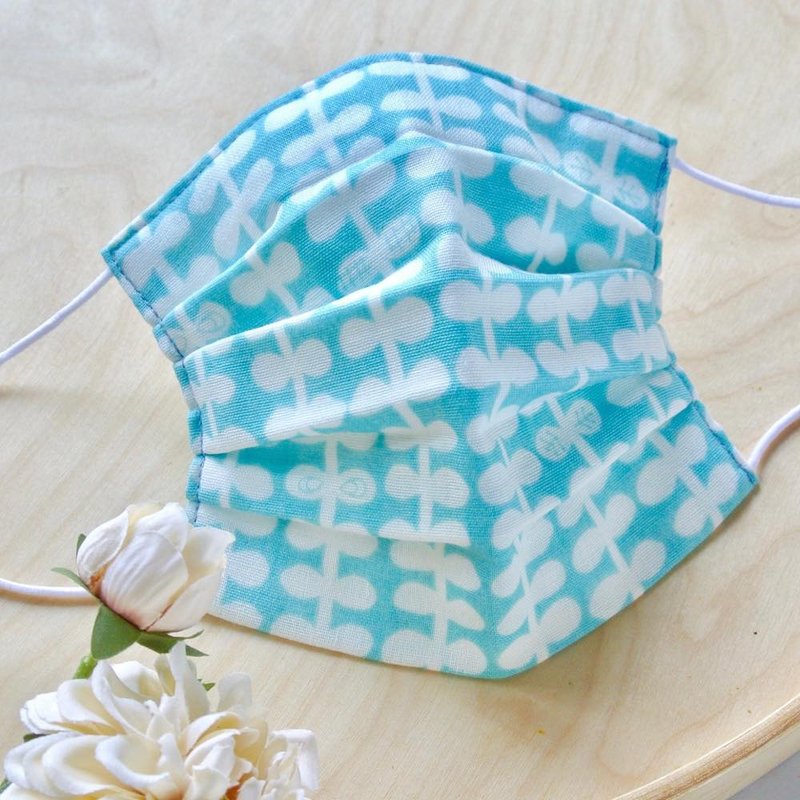 抗菌跟防臭加工 手工立体口罩 可洗涤 日本制纯棉 北欧 蓝色 成人 - 口罩 - 棉．麻 蓝色