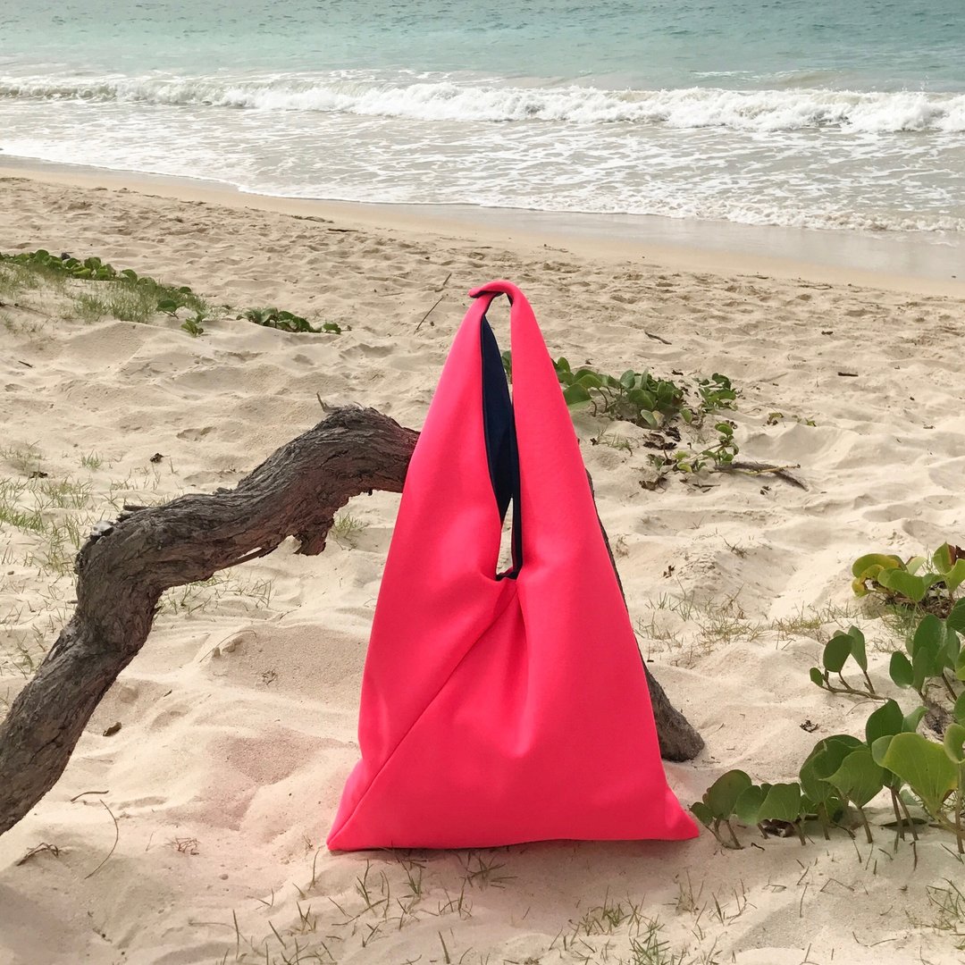 Hand-dyed JELLY TOTE BAG reversible tote bag made in Japan Indigo dyed Aizen - 手提包/手提袋 - 棉 蓝色