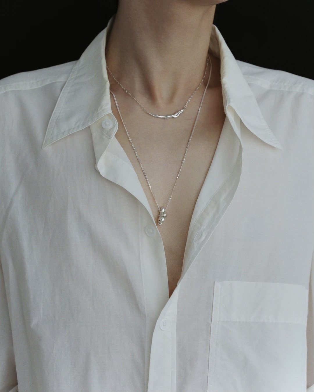 Stream necklace 溪流 项链 - 项链 - 纯银 银色