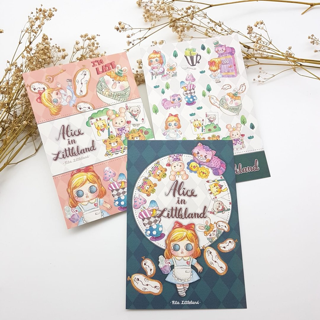 不思议の世界 Alice in Littleland  明信片 - 卡片/明信片 - 纸 粉红色