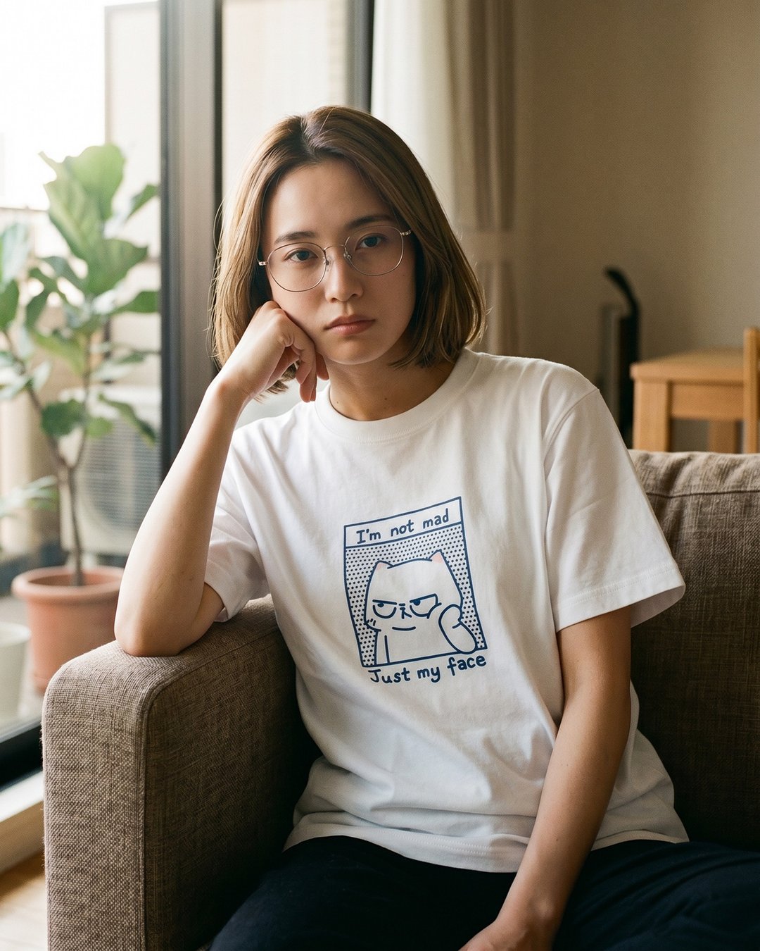 IM NOT MAD, JUST MY FACE 白色 TEE - 男装上衣/T 恤 - 其他材质 白色