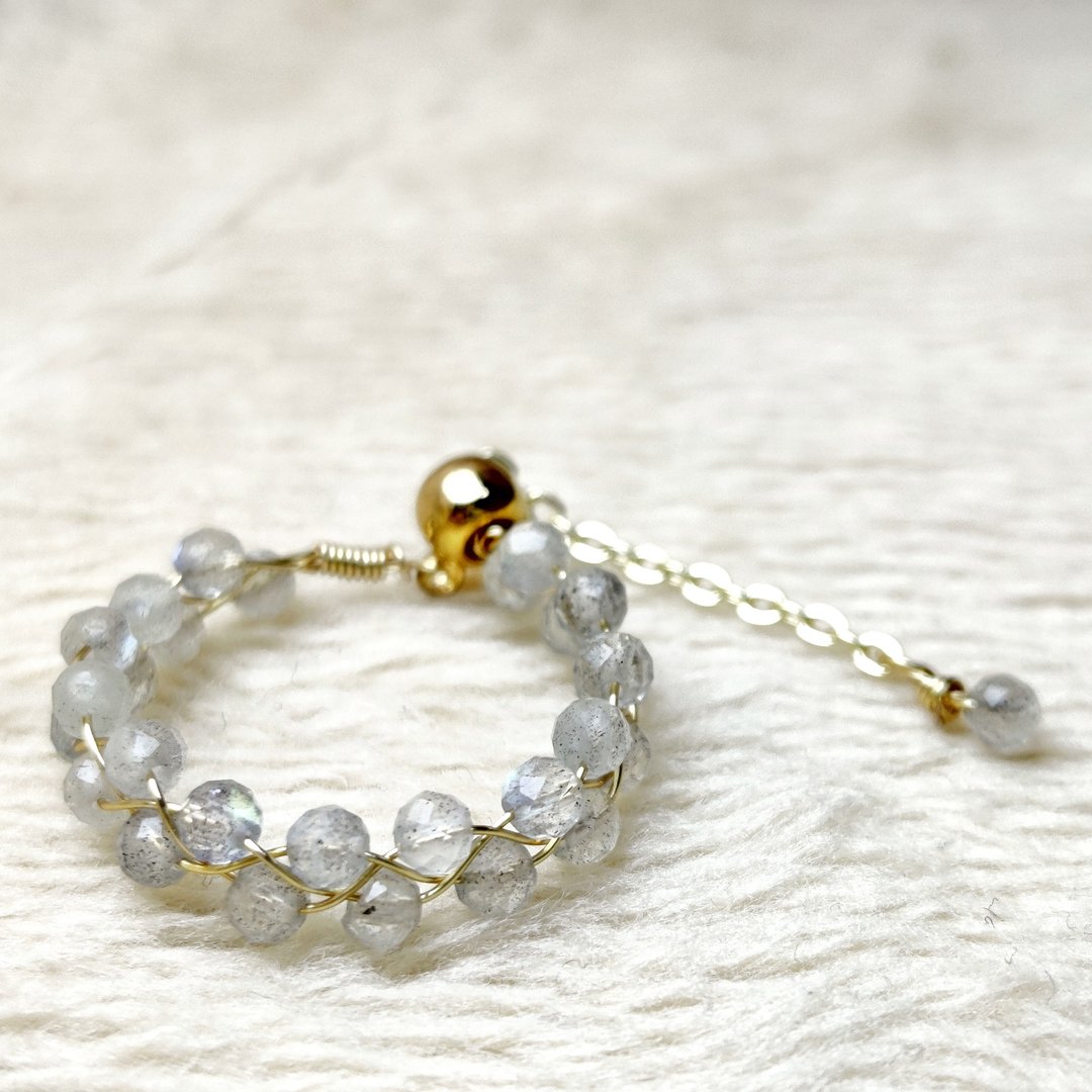 【设计款】14K金灰月光/拉长石戒指 14K Gold Labradorite Ring - 戒指 - 水晶 