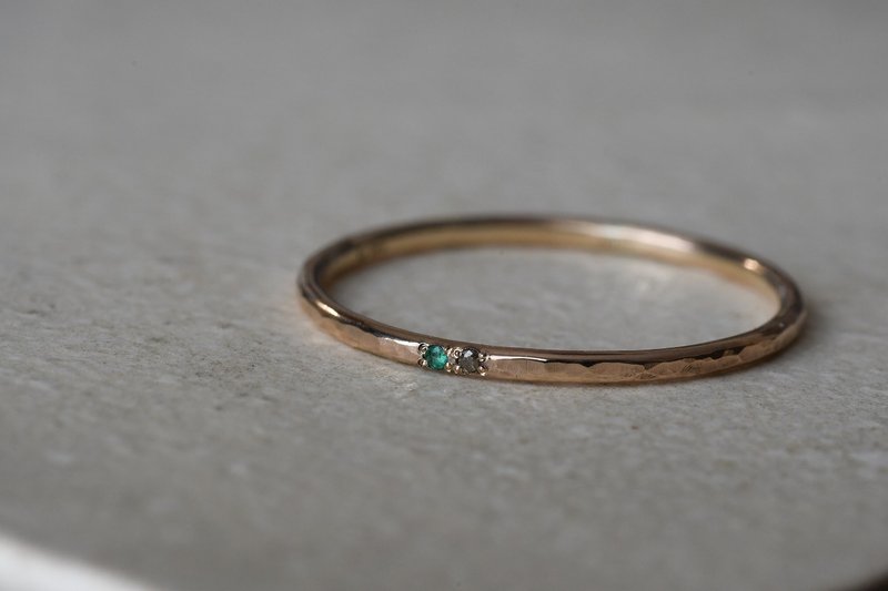 照亮日常的故事 - 祖母绿与棕色钻石 - 戒指 - 其他金属 金色