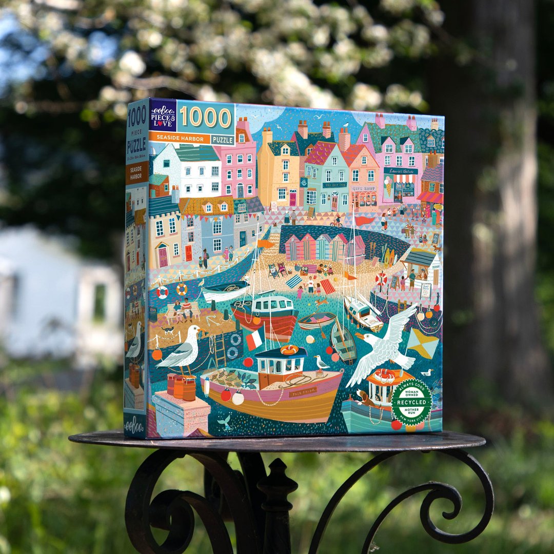 eeBoo 1000片拼图 - 海滨港湾 Seaside Harbor 1000 Piece Puzzle - 拼图 - 纸 蓝色