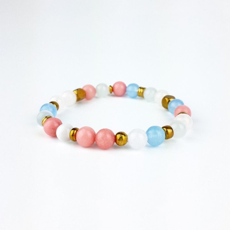 | 简约系列 | 彩虹眷顾 蓝玉髓 白猫眼石 玫红玉髓 白玉髓 (黄铜 x 手环 x 手链 x 手工制作 x 定制化。) - 手链/手环 - 宝石 多色
