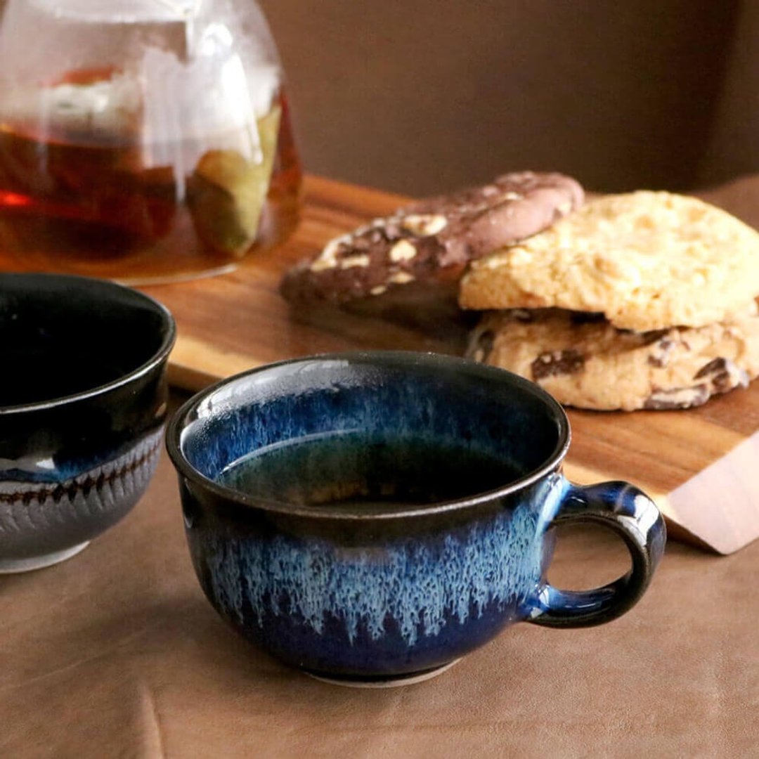 小石瓦窑小石瓦窑 靛蓝釉茶杯 咖啡杯 Shuzangama窑 陶瓷器皿 - 其他杯子 - 陶 蓝色
