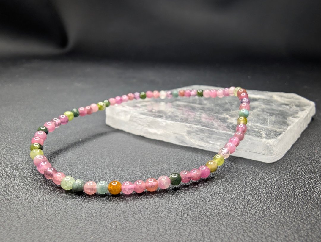 碧玺 Tourmaline 手串 手链 天然水晶 水晶手链 3mm - 手链/手环 - 水晶 