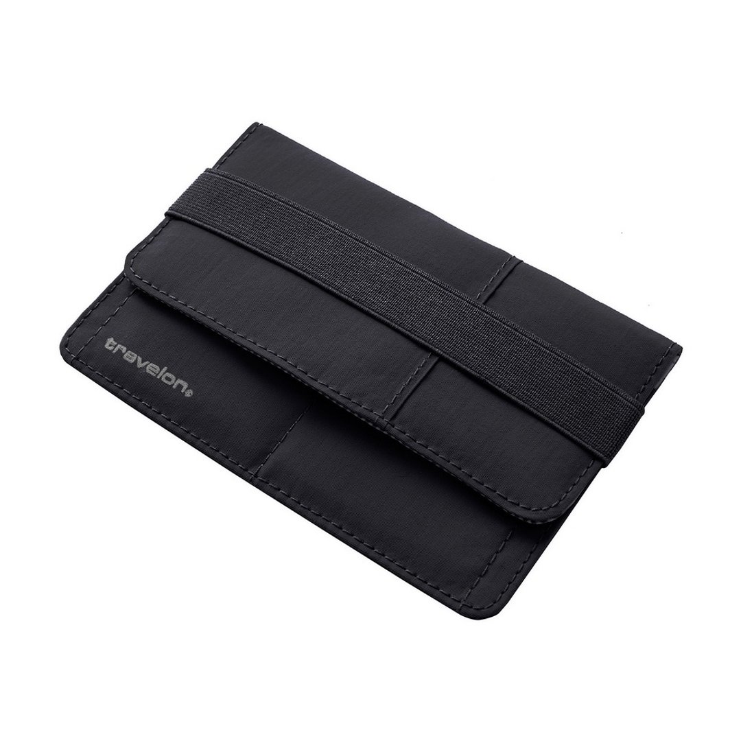 美国 TRAVELON 防盗绑带护照夹 (墨黑) RFID 保护套 - 护照夹/护照套 - 尼龙 黑色