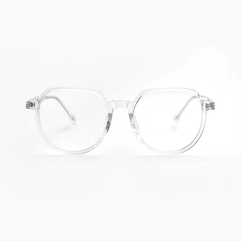 经典皇冠型大框眼镜│金属插针镜腿设计-透明光银【百搭入门款】 - 眼镜/眼镜框 - 环保材料 透明