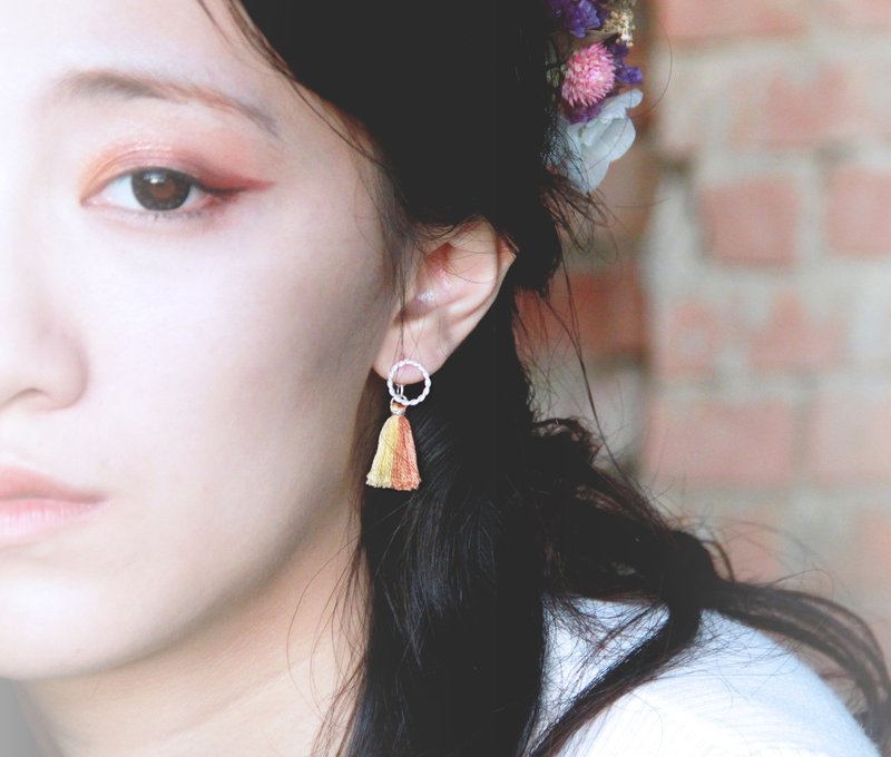 小行星流苏系列 - 金星 - 925纯银手作耳环 银饰 礼物 包装 - 耳环/耳夹 - 其他金属 黄色