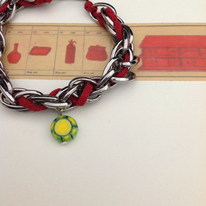 红色狂恋/手环 手链 意大利 琉璃 相间 玻璃花纹 窗花 圆 义卖 - 手链/手环 - 其他金属 红色