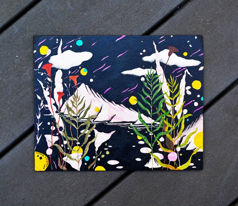 花草 天空 山 山石 沈静 禅 云 童话风格 手绘压克力作品 家饰 - 海报/装饰画/版画 - 其他材质 多色