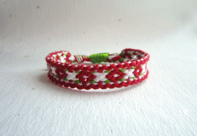 遇见小花 幸运绳编织手环 (可选色) - 手链/手环 - 棉．麻 红色