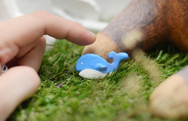 蓝色鲸鱼手工别针 - 胸针 - 粘土 蓝色