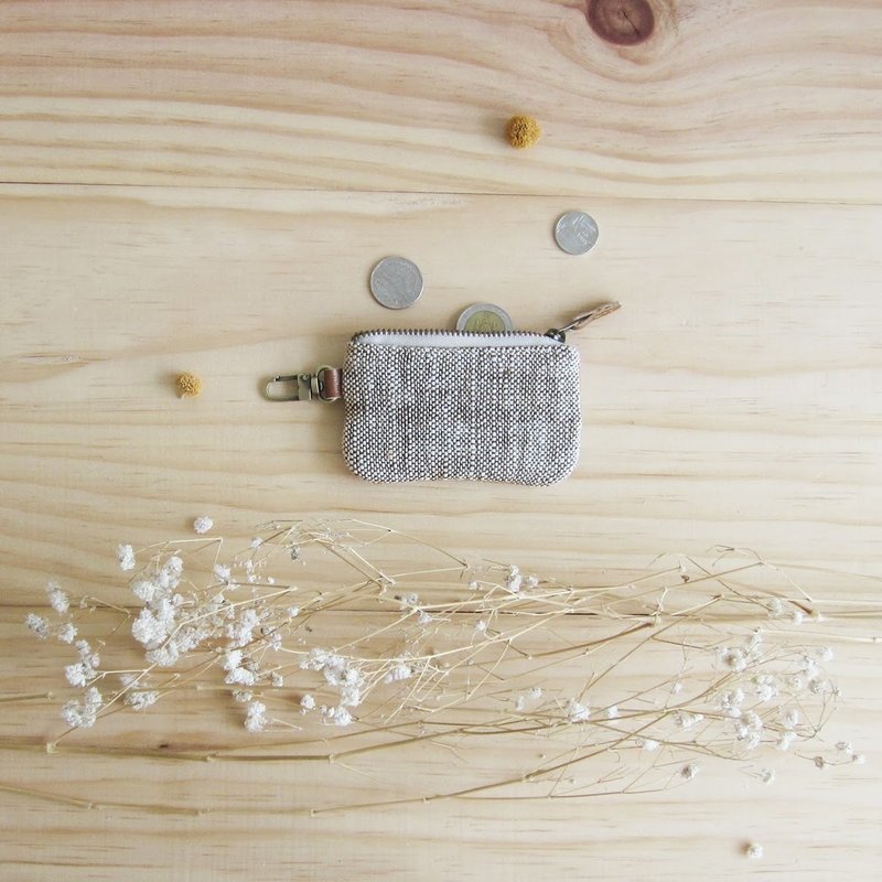 手工棉制小零钱包-天然植物染 - 零钱包 - 棉．麻 灰色
