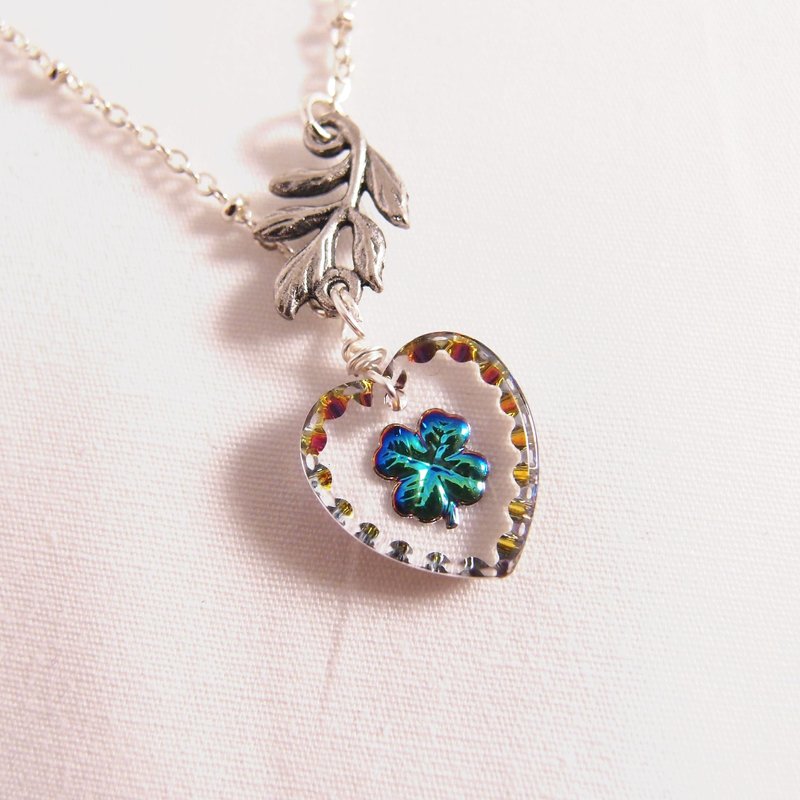 幸 运 草  ◎ 【Cn0183】 美国幻彩宝石 x 银色防褪色防过敏。锁骨链 - 锁骨链 - 宝石 透明