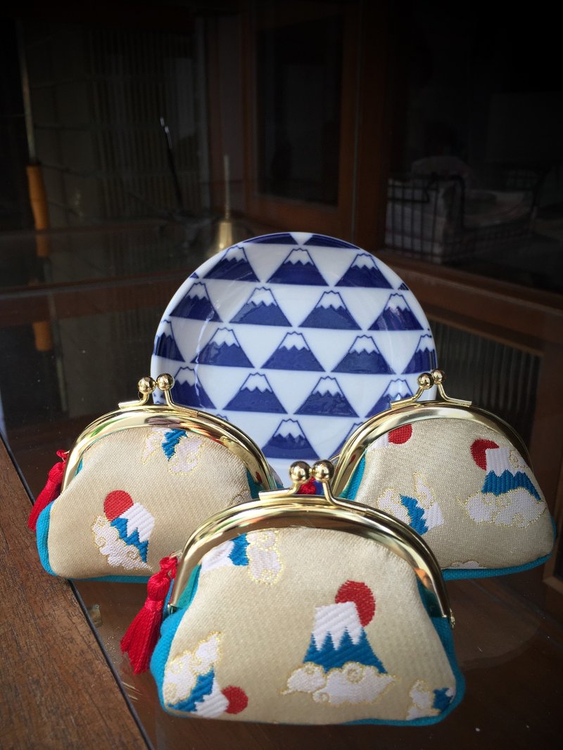 金襴日出富士小口金包（没有附流苏） - 零钱包 - 其他材质 蓝色