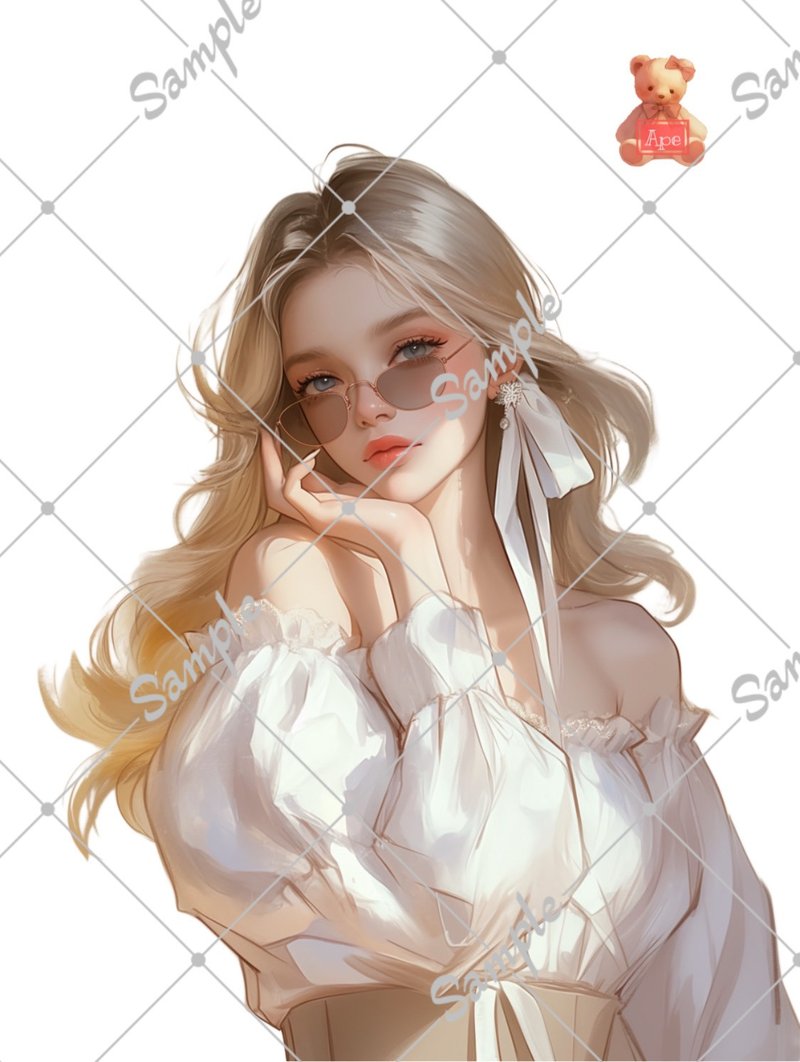 原创人物贴纸、装饰贴纸、5张 - 贴纸 - 纸 