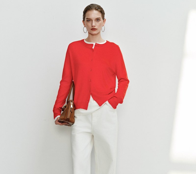 【100%羊毛】法式簡約 德国biella/扬子纱针织衫 - 女装上衣 - 羊毛 多色