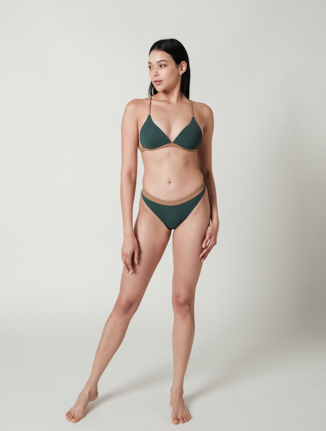 Emerald 宝石绿 / 双 V 交叉 撞色美胸上衣 / Top - 女装泳衣/比基尼 - 其他材质 绿色