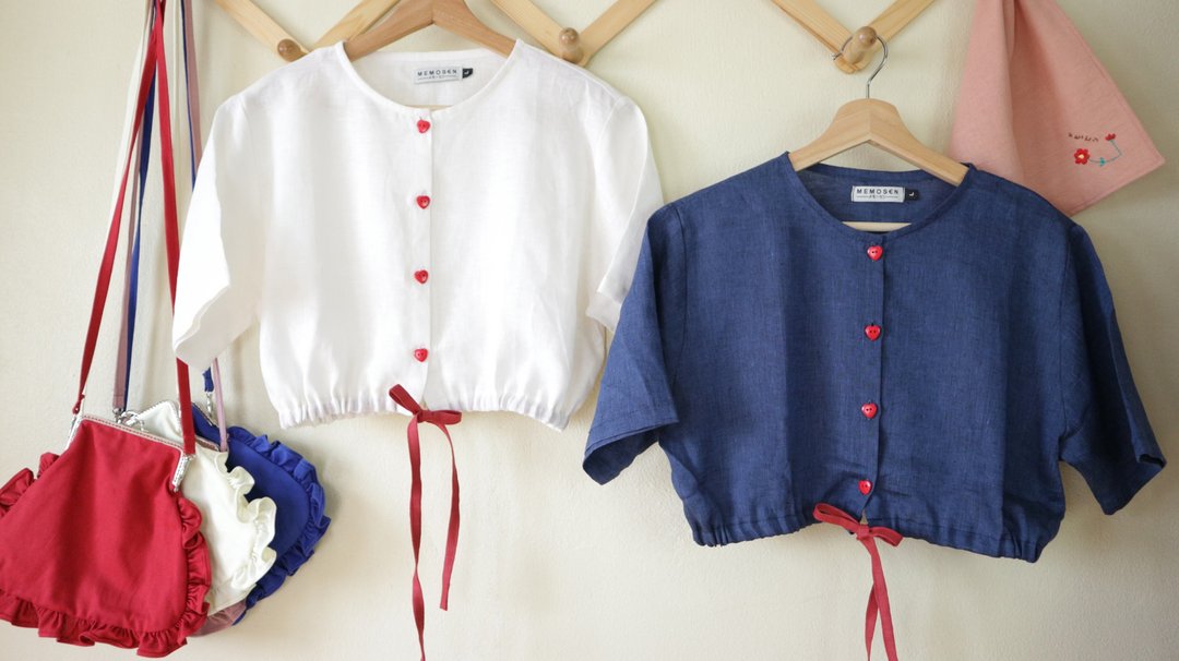 Valentier top in linen -valentine theme - 女装 T 恤 - 棉 