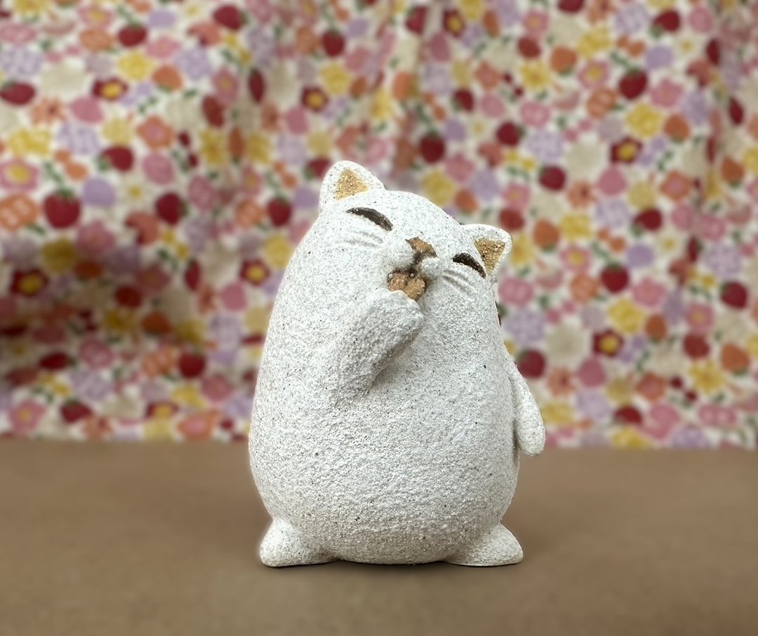 十全十美宝贝喵疗愈商品台湾设计创作 小陶器喵喵系列- 贪吃鬼 - 摆饰 - 陶 