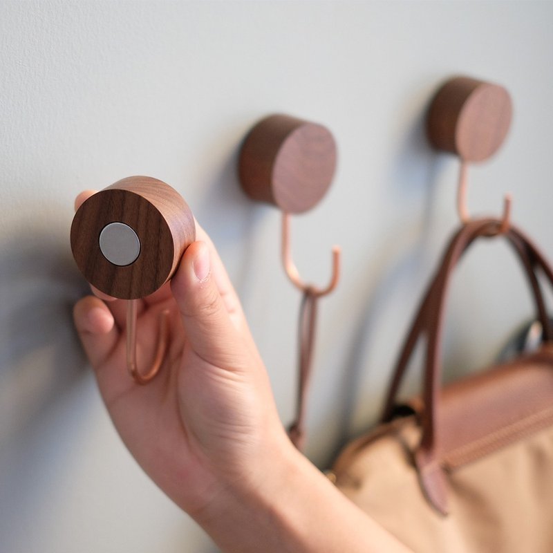 小象 磁鐵掛鉤 玄關鑰匙收納 玫瑰金色母亲节礼物圣诞礼物 - 衣架/挂勾 - 木头 金色