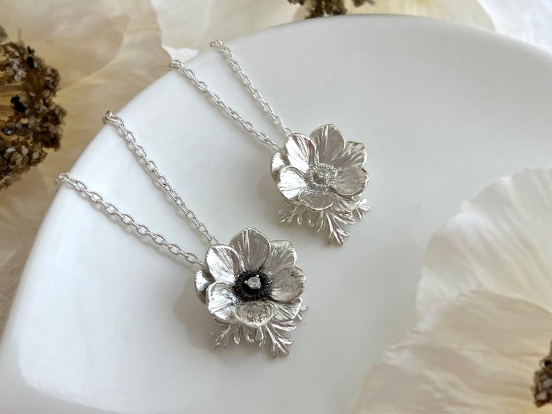 银莲花纯银项链 可选诞生石定制化 风之女系列 - 项链 - 纯银 银色