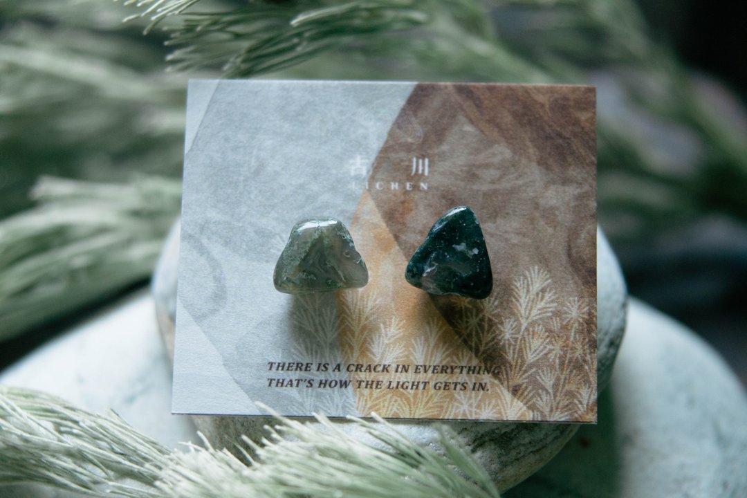 CRACK | 矿物系耳环 |  EARRINGS - 耳环/耳夹 - 玉石 绿色