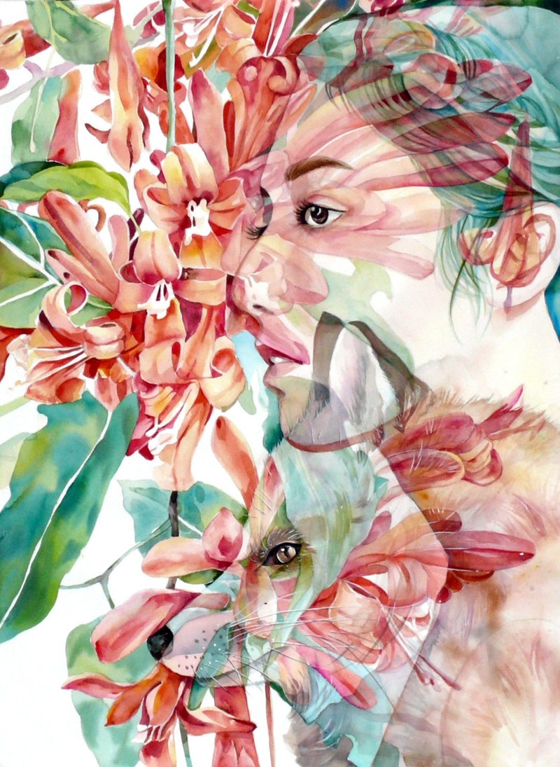 等爱的狐狸-原创水彩艺术创作画/艺术挂画/精致居家装饰/如隐随形 - 海报/装饰画/版画 - 纸 橘色