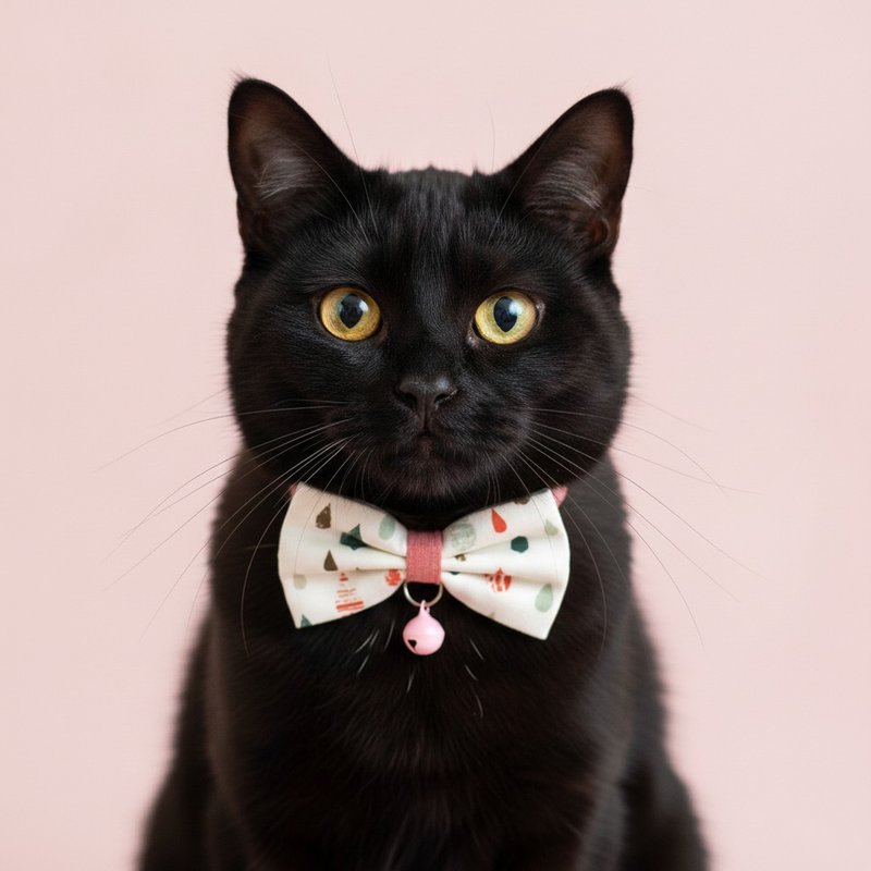 雨滴款 蝴蝶结宠物装饰项圈 猫咪 小型犬 迷你犬 - 项圈/牵绳 - 棉．麻 粉红色