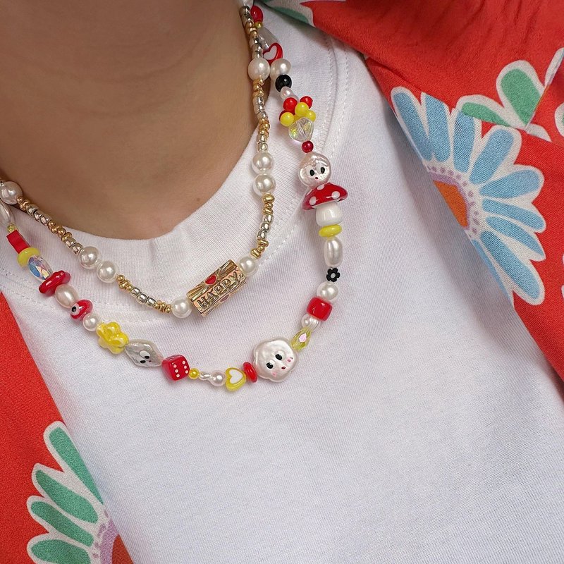 【热卖】手绘 梅花 珍珠 眼睛 独家 项錬 千禧风 | 街头风 - 颈链 - 珍珠 