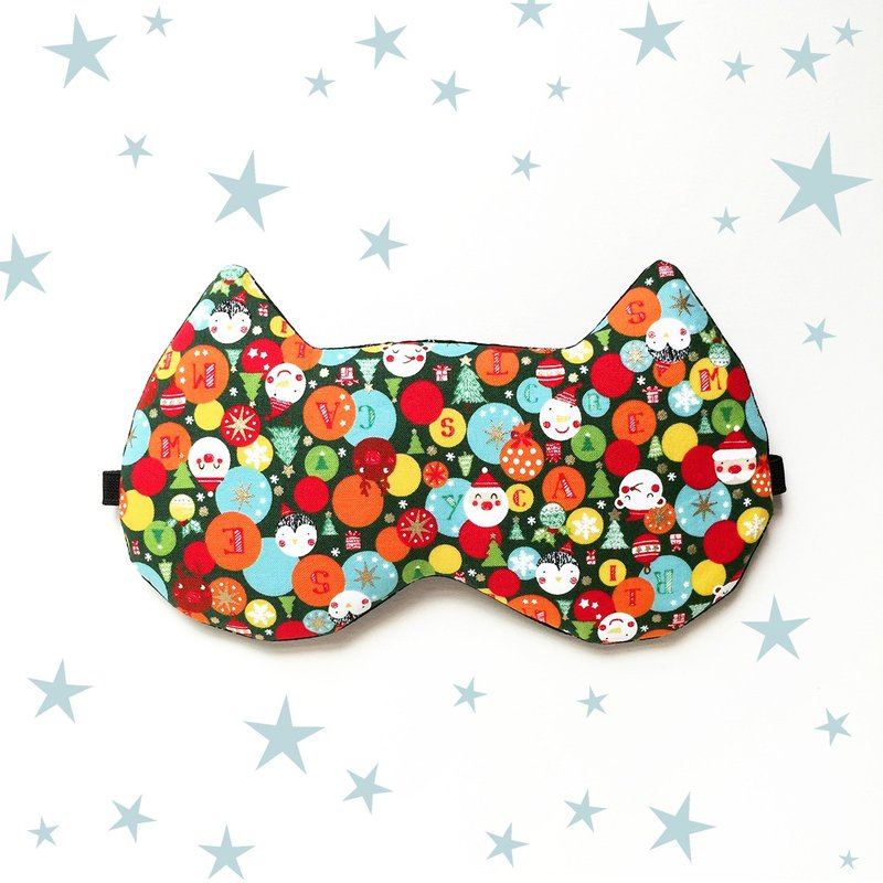 最后1组！‘2016圣诞限定款’旅行睡眠眼罩 / 缤纷圣诞-绿色 旅行补眠 圣诞节 交换礼物 猫咪 - 眼罩 - 棉．麻 绿色
