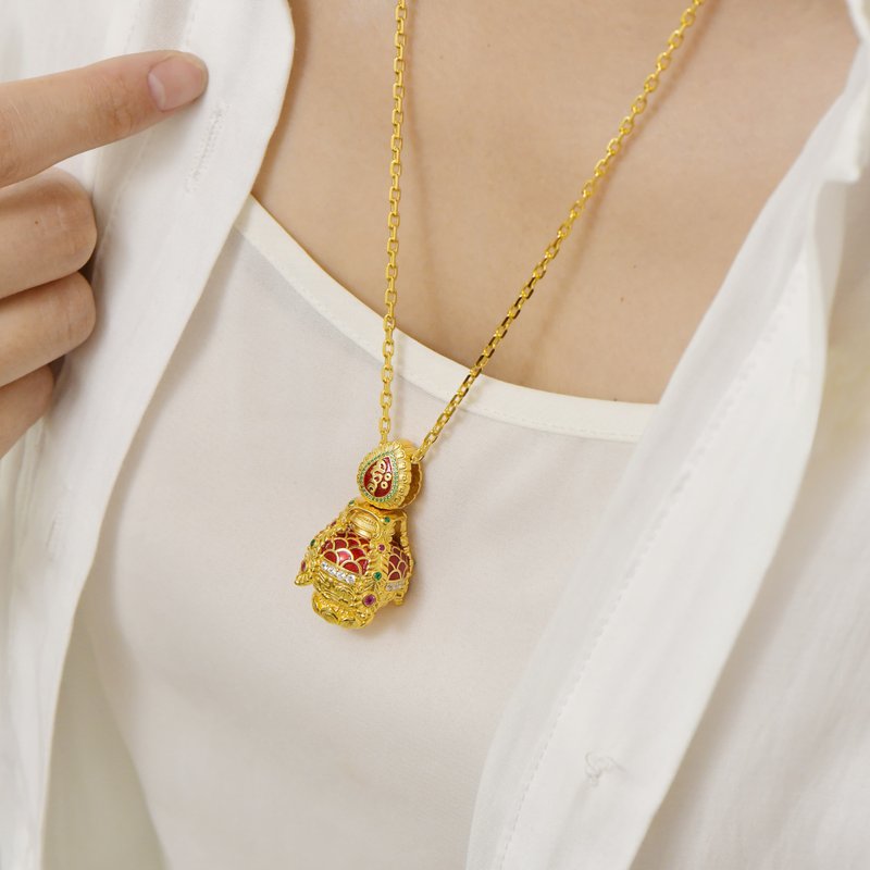 藏传佛教 嗄屋系列 纯银长寿宝瓶 - 项链 - 贵金属 多色