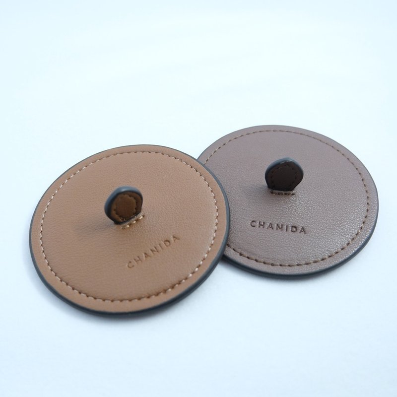 CHANIDA - 真皮烛盖/ Split Leather Candle Lid - 蜡烛/烛台 - 真皮 咖啡色