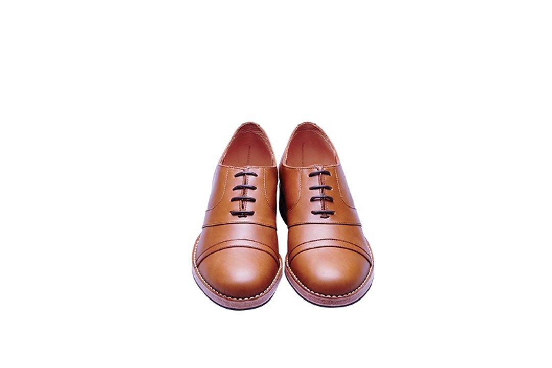 Stitching Sole_Trainer_Tan - 男款牛津鞋/乐福鞋 - 真皮 橘色