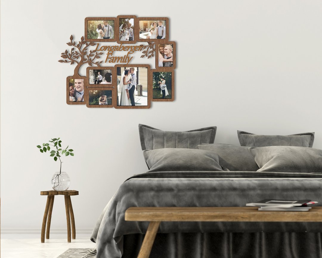 Personalized family tree photo gallery Wall mounted picture frame collage - 画框/相框 - 木头 咖啡色