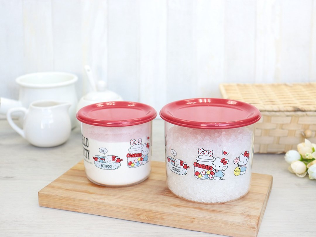 【HELLO KITTY】台湾制 TRITAN 可堆叠轻透保存罐二件组 - 调味罐/酱料瓶 - 塑料 透明