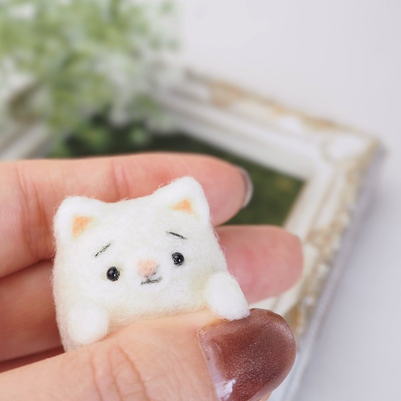 单色茧型猫宝宝（白猫、黑猫、俄罗斯蓝）-浅色或大眼睛-羊毛毡 - 玩偶/公仔 - 羊毛 白色