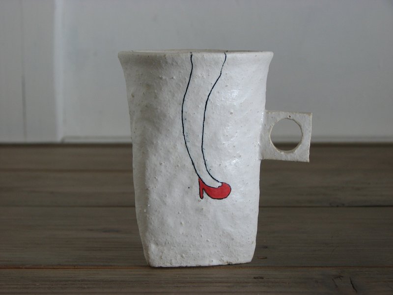Red series (tall cup) - 咖啡杯/马克杯 - 陶 白色