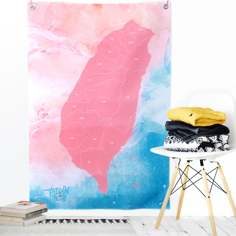 【定制】台湾地图/挂布/名字订制/粉红 - 海报/装饰画/版画 - 其他材质 粉红色