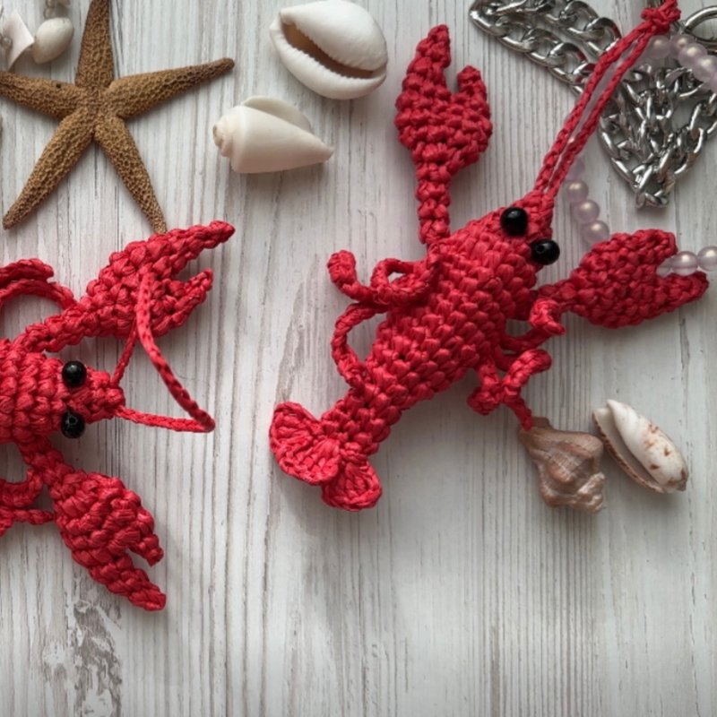 钩针图案龙虾吊坠数字即时下载和视频教程 - 手工艺教程/工具书 - 其他材质 