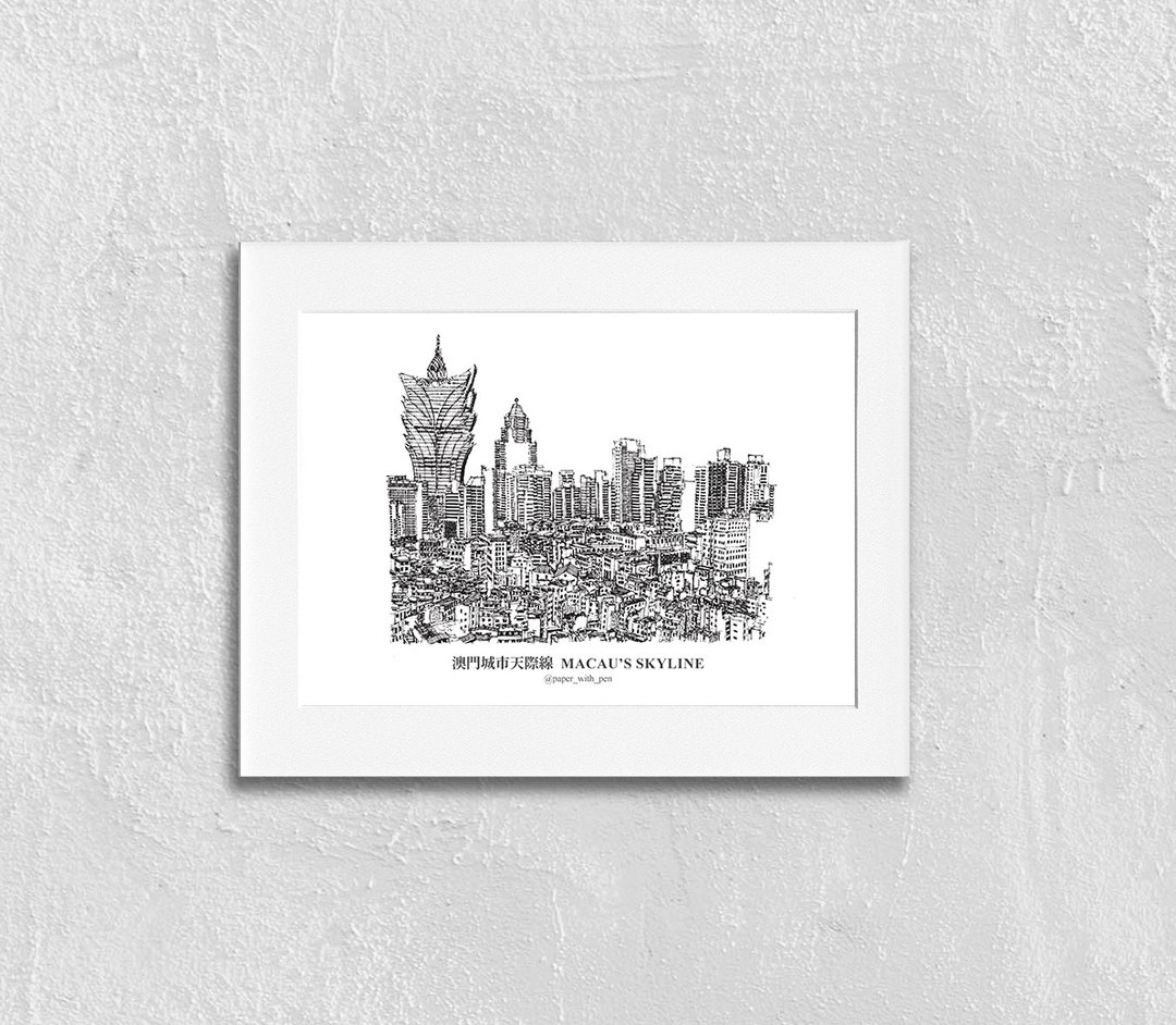 澳门手绘街景挂画: 城市天际线 - 海报/装饰画/版画 - 纸 