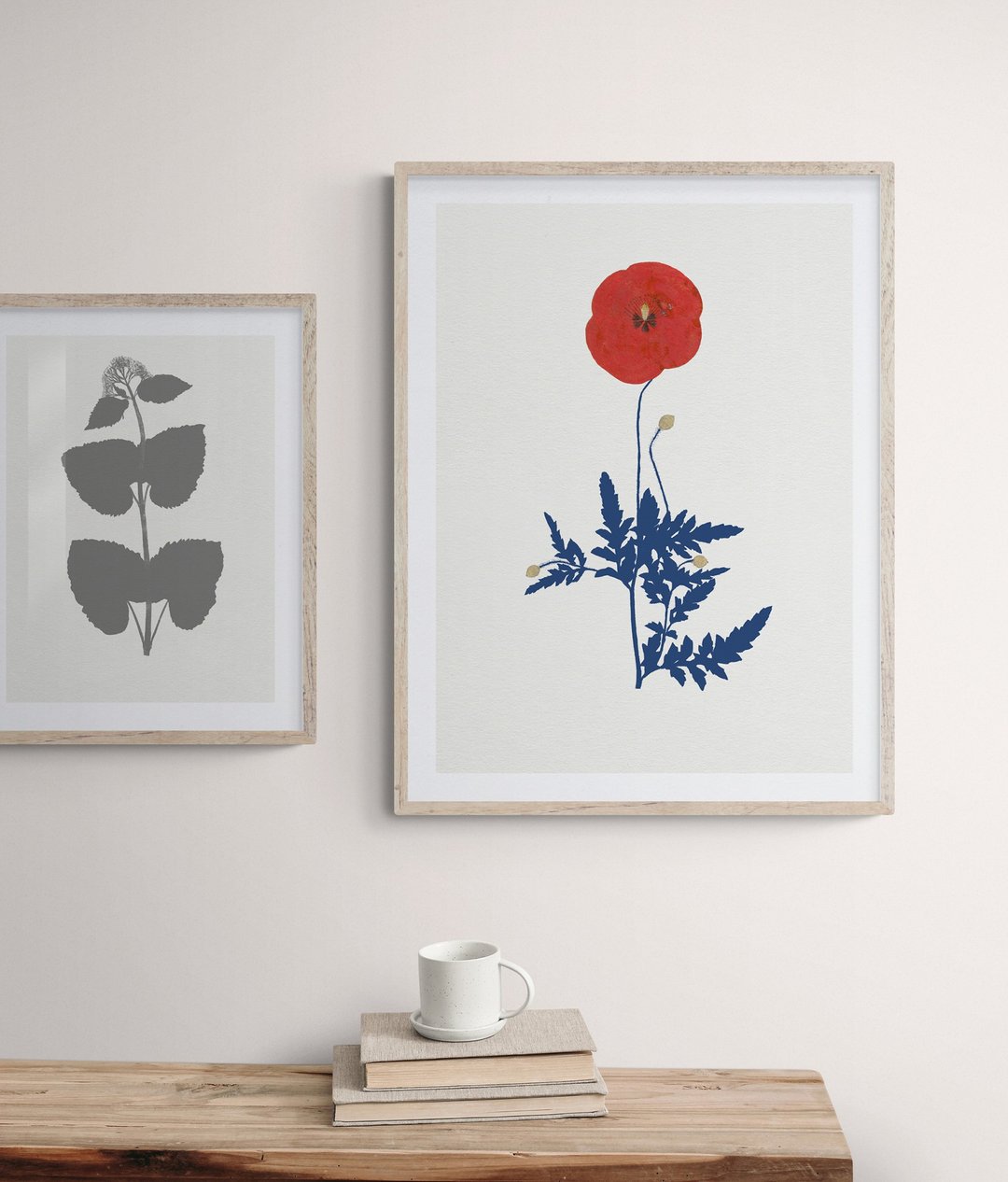 Red Poppy Pressed Wildflower Art Print, Unique Flower Poster Wall Art - 海报/装饰画/版画 - 纸 红色